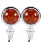 2x Chrome Universal Bullet Motorcycle Turn Signal Indicator Amber Blinker Lights