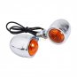2x Chrome Universal Bullet Motorcycle Turn Signal Indicator Amber Blinker Lights