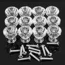 12pcs 25mm Diamond Shape Crystal Glass Cabinet Knob Cupboard Drawer Pull Handle
