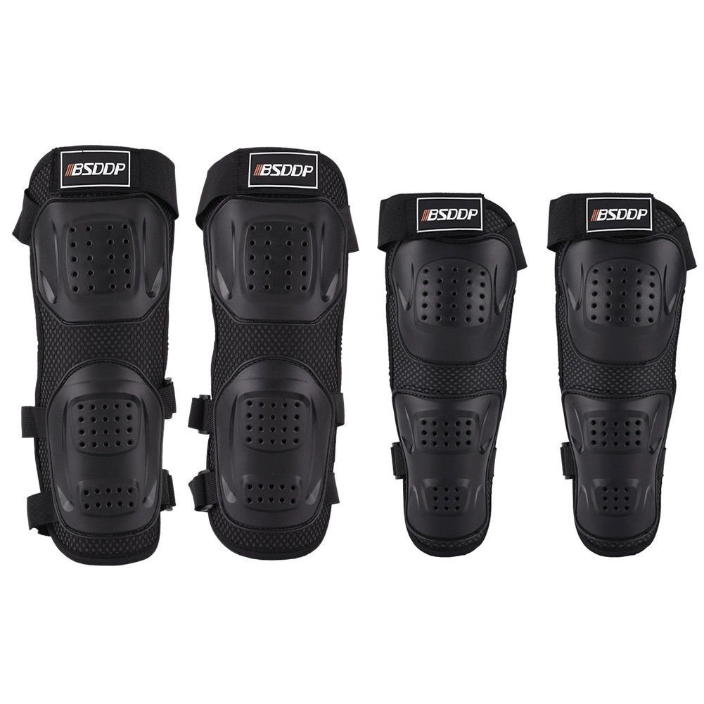 BSDDP 4pcs Motorcycle Motocross Elbow Knee Pads Protector Shin Guard Armors Set