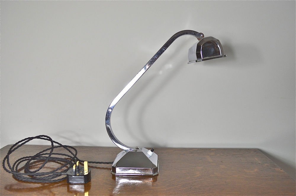 Original Art Deco chrome desk lamp adjustable table light