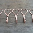 SET OF 5 BEAUTIFUL HAND BEATEN COPPER SHAKER HEART COAT HOOKS HANGER WALL HOOK