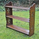 Gothic Revival oak wall shelf book rack Arts and Crafts cut outs