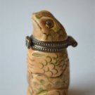 LOVELY HANDCARVED BOVINE BONE LUCKY FROG BOX TRINKET BOX PILLBOX SNUFFBOX