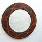 Original Arts and Crafts Celtic design pokerwork wall mirror round beveled