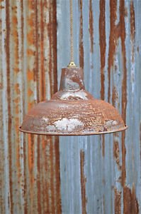LARGE RUSTY STEAMPUNK METAL CEILING LIGHT SHADE HANGING PENDANT LAMP BL15