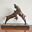 Original Art Deco sculpture goats on marble base signed I.Rochard