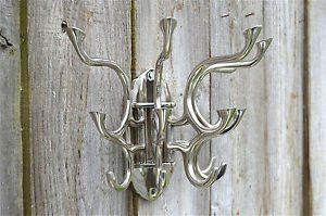 SUPERB LARGE OCEAN LINER SWIVEL MULTIPLE COATHOOKS RACK COAT HOOK DOOR WALL MH1