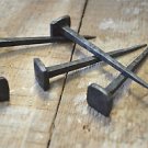Set of 5 large handmade square head wrought iron nails door stud hanger IN1