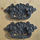 PAIR OF ANTIQUE STYLE COFFIN HANDLES CAST IRON SKULL AND CROSSBONES WH3