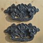 PAIR OF ANTIQUE STYLE COFFIN HANDLES CAST IRON SKULL AND CROSSBONES WH3