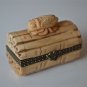 LOVELY HANDCARVED BOVINE BONE ORIENTAL PILL TRINKET BOX CICADA INSECT ON BAMBOO