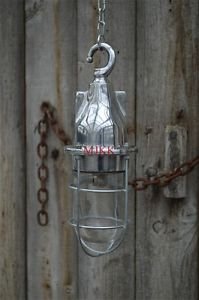 Retro styled machine age hanging light cage lamp urban bulkhead SB1