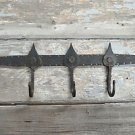 HAND BEATEN WROUGHT IRON WALL HOOK RACK ANCIENT ENGLISH SPEARHEAD DESIGN SP1
