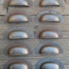 SET OF 10 ANTIQUE PRESSED AGED STEEL DRAWER HANDLE FILING INDUSTRIAL PULL CB11