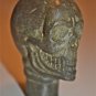 Superb replica antique bronze human skull walking cane handle stick knob AM2