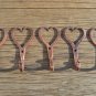 5 small solid copper Shaker heart hooks American folk art wall door hook hanger
