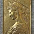 Beautiful brass Arts and Crafts princess wall plaque hanging panel SE7
