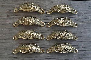 8 brass Victorian cup drawer handle dresser draw pull handle c/w screws 2003