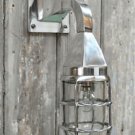 Stylish Miami Art Deco polished metal wall light caged bulkhead lamp nautical N