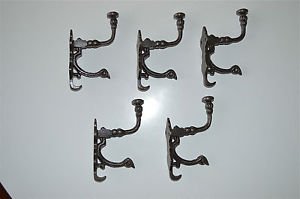 5 small Victorian design double coathook cast iron hanging coat hook ALR10