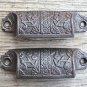 Pair Eastlake cast iron drawer pull furniture handle cabinet chest draw AL17