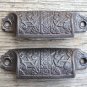 Pair Eastlake cast iron drawer pull furniture handle cabinet chest draw AL17