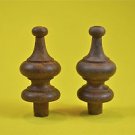 A pair of 2 1/4 inch antique hardwood turned finial furniture clock F11