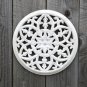 BEAUTIFUL GOTHIC ANTIQUED WHITE PAINT FRET CARVED WOODEN ROUNDEL GRILL WALL ART