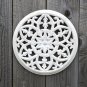 BEAUTIFUL GOTHIC ANTIQUED WHITE PAINT FRET CARVED WOODEN ROUNDEL GRILL WALL ART