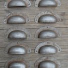 SET OF 10 ANTIQUE PRESSED AGED STEEL DRAWER HANDLE FILING INDUSTRIAL PULL CB21