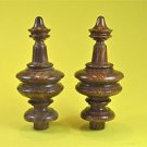 Pair superb 6 1/4 inch antique hardwood turned finial furniture clock mirror F8