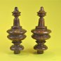 Pair superb 6 1/4 inch antique hardwood turned finial furniture clock mirror F8