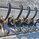 SET OF 5 LOVELY ADDISON ANTIQUE STYLE CAST IRON DOUBLE COAT HOOK COATHOOK HANGER