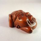 BEAUTIFUL HAND CARVED WOODEN BOXWOOD NETSUKE GROTESQUE FACE V35