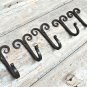 SET OF 5 HANDMADE GOTHIC CURLED TOP WROUGHT IRON COAT HOOKS HAND BEATEN HOOK GC1