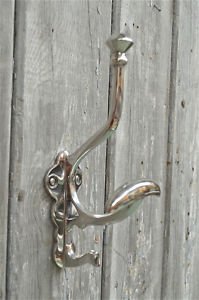 Large Art Deco polished triple coathook door hanger coat hook PAH
