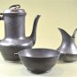 Art nouveau Orivit pewter coffee set c.1900 chocolate pot sugar bowl cream jug