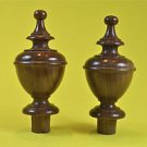 Pair superb 4 1/2 inch antique hardwood turned finial furniture clock mirror F4