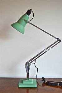 ORIGINAL 1930's HERBERT TERRY ANGLEPOISE LIGHT GREEN CRINKLE PERFORATED SHADE