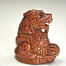 BEAUTIFUL HAND CARVED WOODEN OJIME BEAD MYSTICAL MOUNTAIN DRAGON NS6