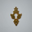 Tiny original antique brass escutcheon keyhole box chest furniture KP23