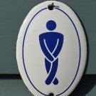 SMALL OVAL ENAMEL METAL MENS CROSSED LEGS TOILET DOOR SIGN PLAQUE GENTS