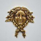 Small Art Nouveau lady head solid brass furniture mount ormalu H6