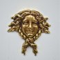 Small Art Nouveau lady head solid brass furniture mount ormalu H6