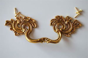 Superb large solid brass Rococo drawer handle Louis XV furniture draw pull 2005