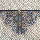 Pair of antique swirl cast iron wall shelf brackets bracket 9" x 9 1/2" AL28