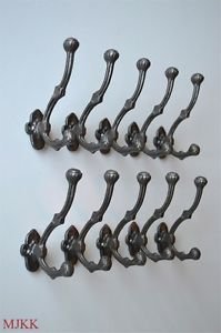 10 small Victorian design double coathook cast iron hanging coat hook ALR8