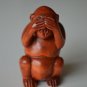 Antique style oriental hand carved wooden netsuke of a monkey T25