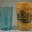 Antique Mauchline ware canister with glass view of Hastings Castle Sussex